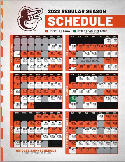 Orioles Schedule 2022 Printable