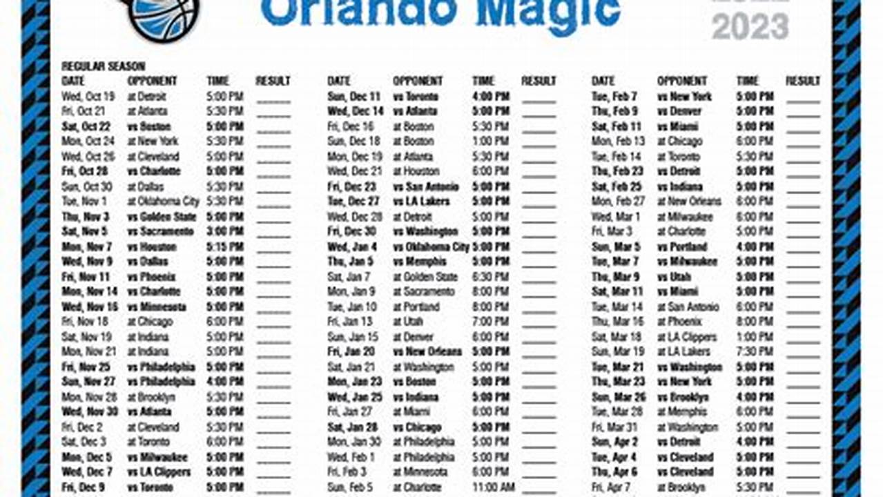 Orlando Magic Calendar 2024