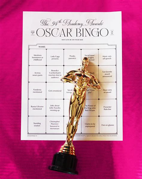 Oscar Bingo 2022 Free Printable