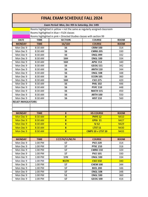 Ou Fall 2024 Final Exam Schedule