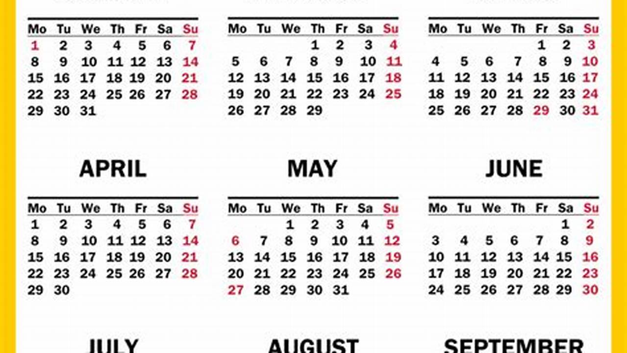Our Free 2024 Yearly Calendar Templates Have Weeks That Start On Sunday And Are Based On Gregorian Calendar., 2024
