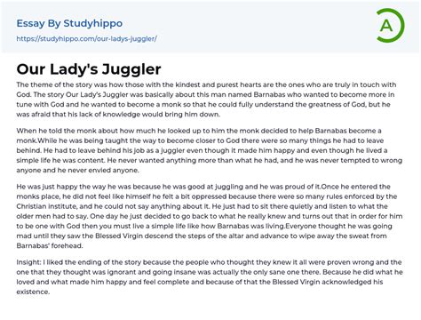 Our Lady s Juggler Summary