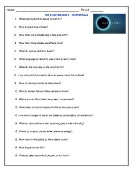 Our Planet The High Seas Worksheet Answers