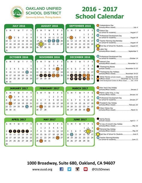 Ousd Oakland Calendar