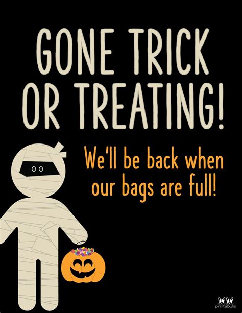 Out Trick Or Treating Sign Printable