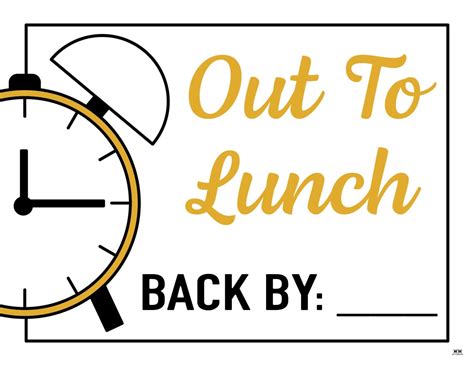 Out For Lunch Sign Printable