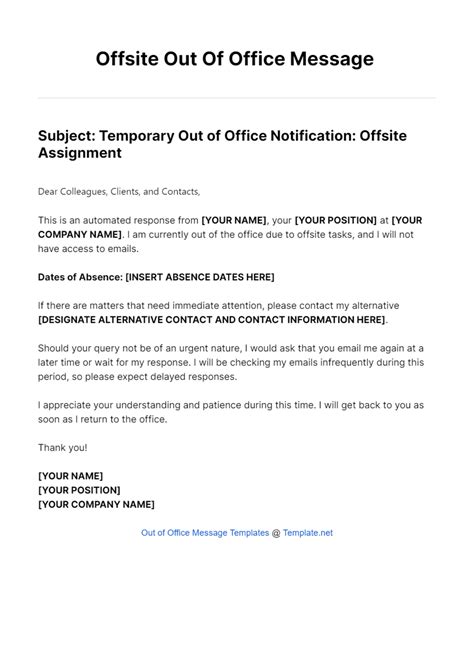 Out Of Office Voice Message Template