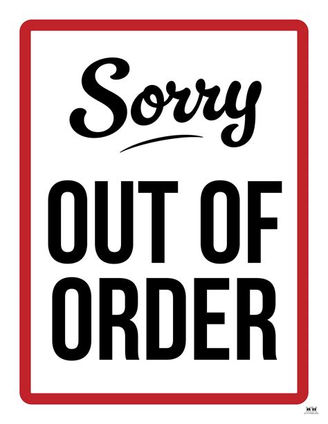 Out Of Order Signs Printable