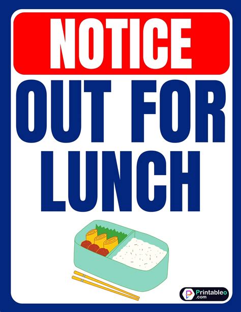 Out To Lunch Printable Sign