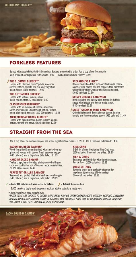 Outback Steakhouse Printable Menu With Prices