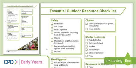 Outdoor Checklist