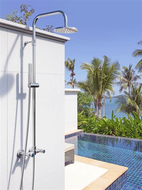 Best Outdoor Shower Chrome Wall Mount Silver Square Simple Modern