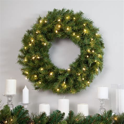 Outdoor wreath with lights