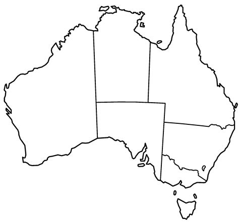 Outline map of the states of Australia Royalty Free Vector