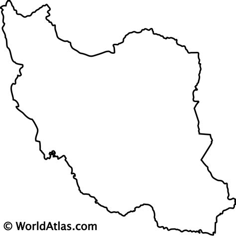 Map of Iran Black Thick Outline Highlighted with Neighbor Countries