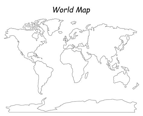 Free Printable Blank Outline Map of World [PNG & PDF]