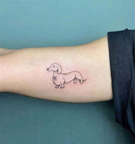 20 Simple Dachshund Outline Tattoo Ideas Inku Paw Daschund Tattoo