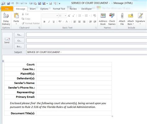 Outlook Template Form