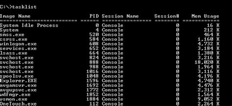 Output Processes From The Tasklist Command