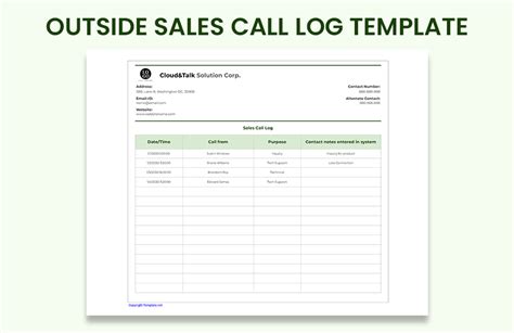 Outside Sales Call Log Template [Free PDF] Word (DOC) Excel Apple