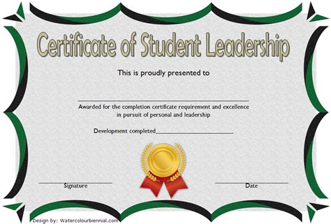 Excellence Student Leadership Certificate Template 1 Paddle Templates