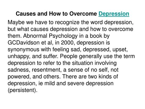 Overcome Persistent Depression: Causes & Effective Treatments