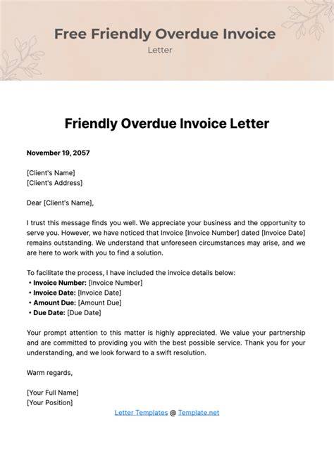 Overdue Invoice Letter Template