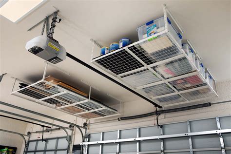 FLEXIMOUNTS 4x8 Heavy Duty Overhead Garage Adjustable Ceiling Storage Rack, 96" Length x 48