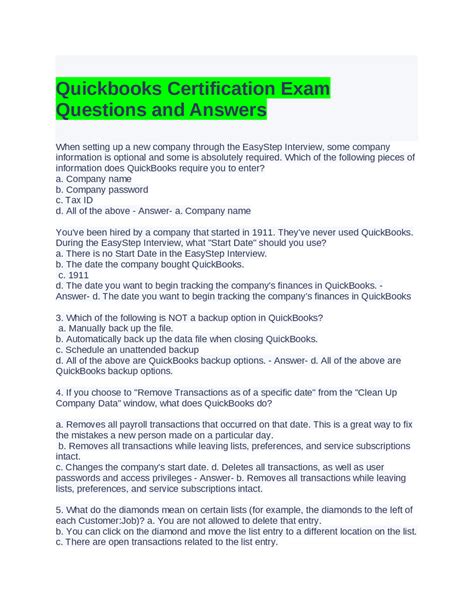Overview quickbooks advanced certification exam answers free