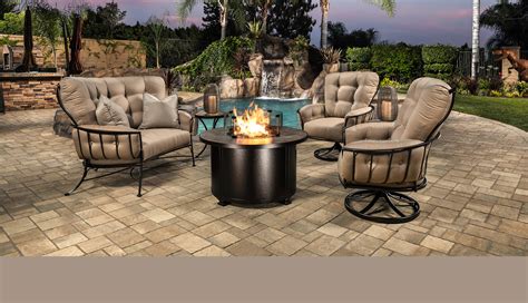 OW Lee Avana Cushion Modern Outdoor Furniture Set with Fire Table OWAVANASET3