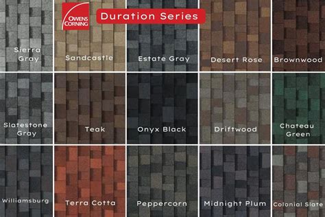 Owens Corning 3 Tab Shingles Color Chart