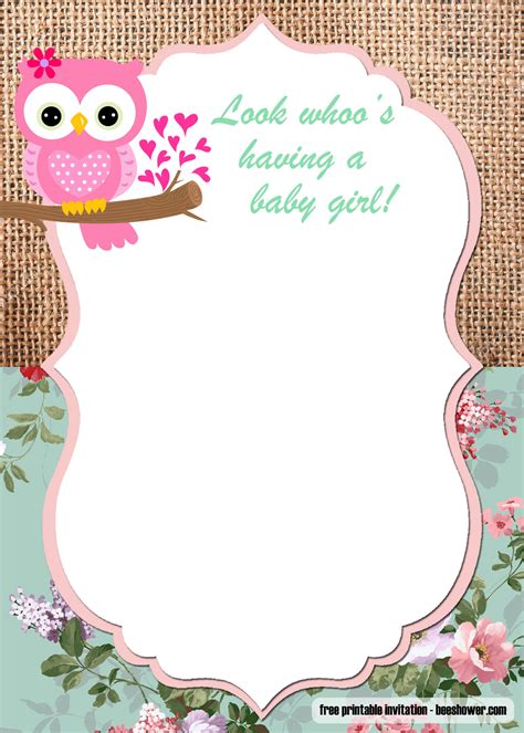 Owl Baby Shower Invitations Template Free