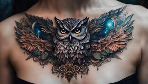 Owl Tattoo In Chest
