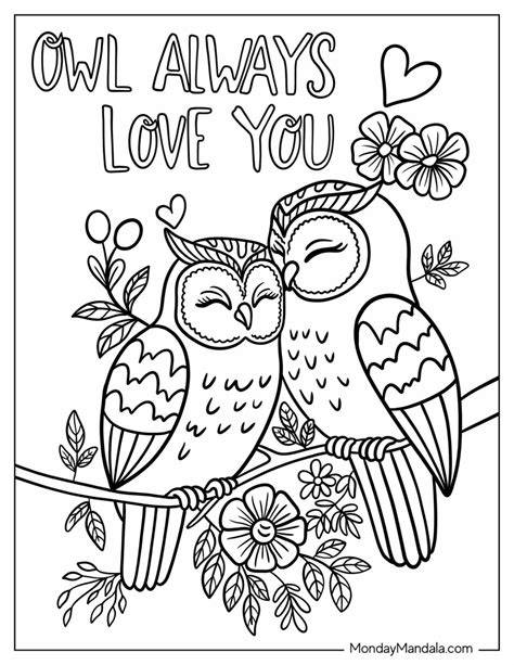 Owl Valentine Coloring Pages