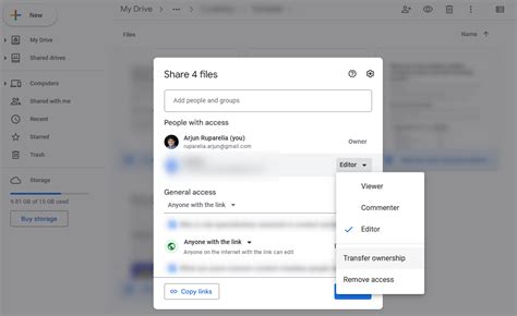 Ownership Settings Google Drive