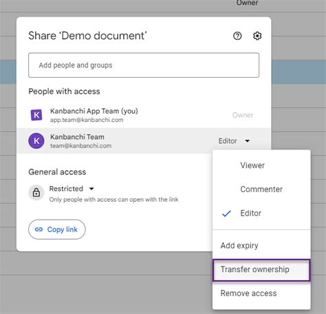 Ownership Transfer on Google Drive