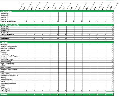P L Excel Template Free