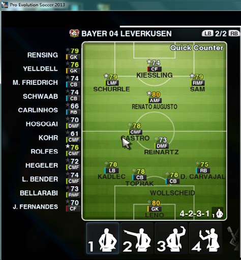 PES 2013 formations