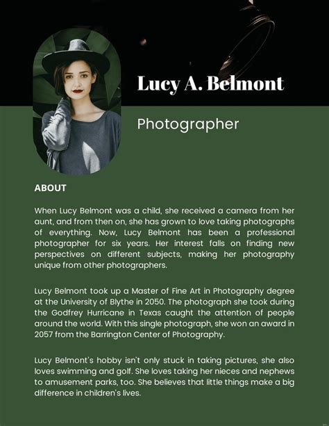 PHOTOGRAPHER BIO EXAMPLES