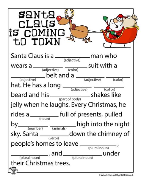 Printable Mad Lib Christmas