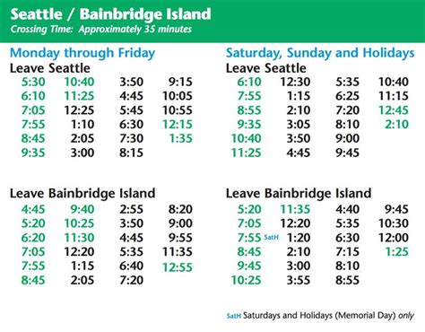 Printable West Seattle Ferry Schedule