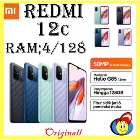 PROMO HP REDMI 12C RAM 6/128GB FULLSET GARANSI 1TAHUN