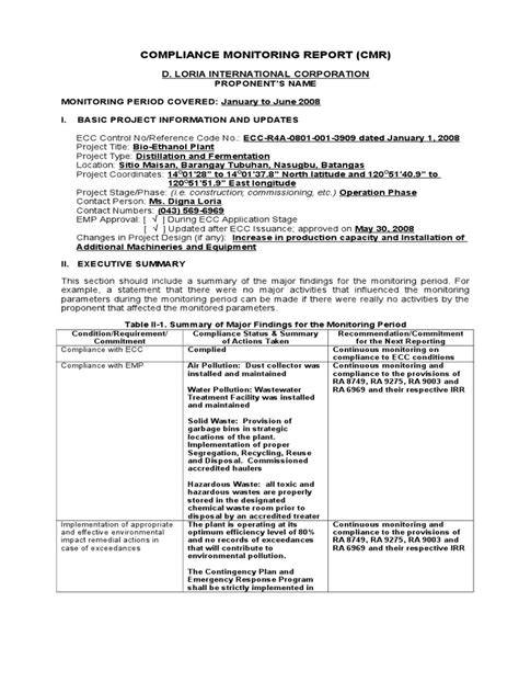 PROPONENT-Compliance Monitoring Report - New Format-Sample