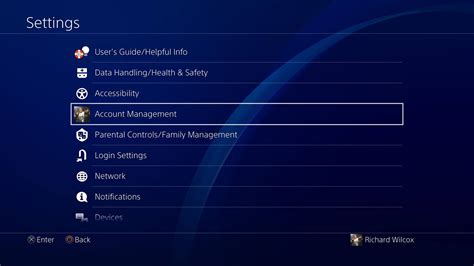 PS4 system settings