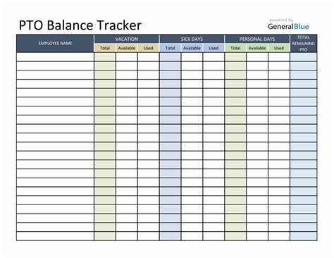 Pto Tracker Excel Template