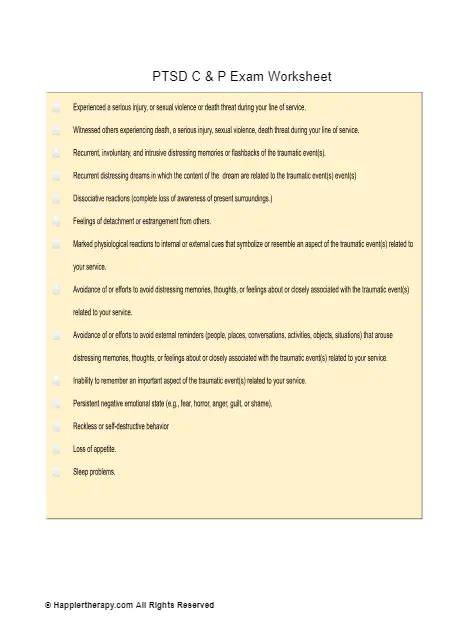 Ptsd Candp Exam Worksheet