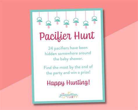 Pacifier Hunt Free Printable