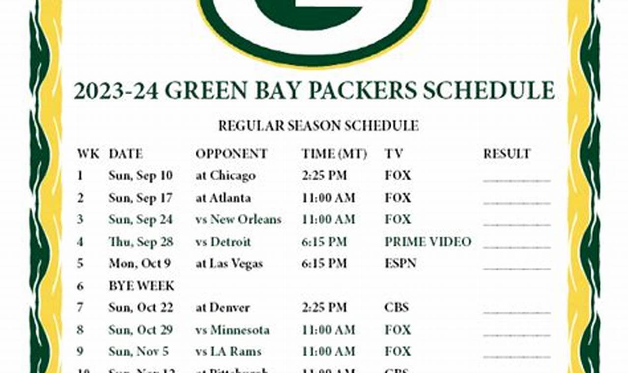 Packers Calendar 2024