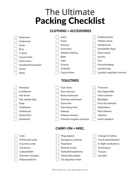 Packing Checklist Essentials