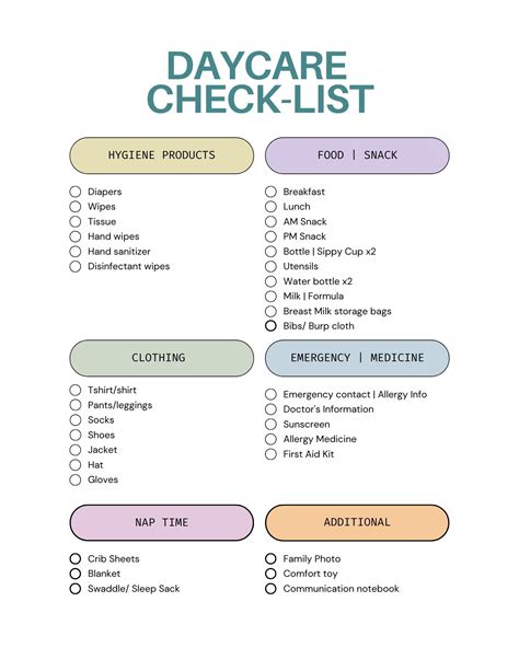 Packing Checklist for Daycare